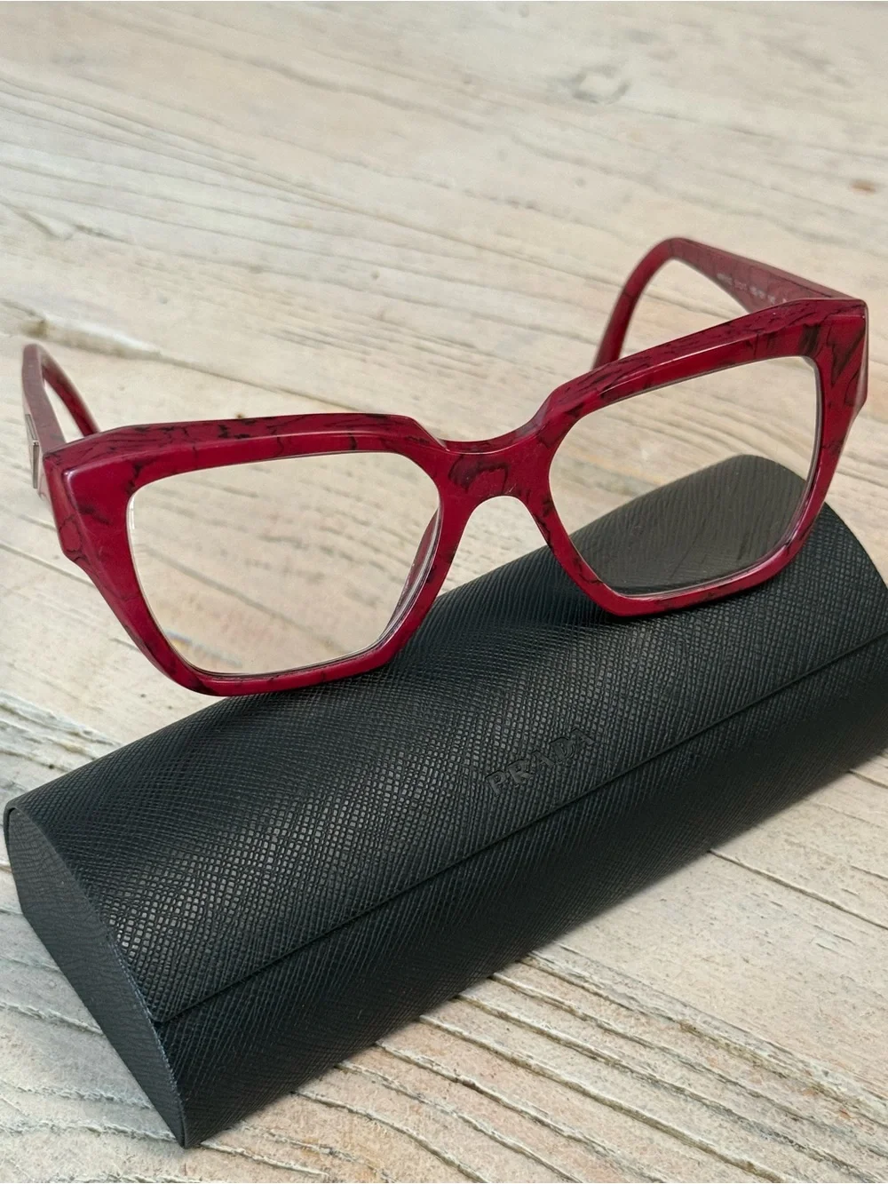 Prada VPR 09Z Etruscan Marble Burgundy Cat Eye Eyeglasses Frames